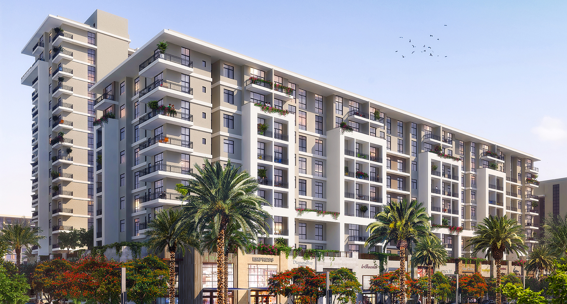 Streetscape and public realm at Town Square Dubai